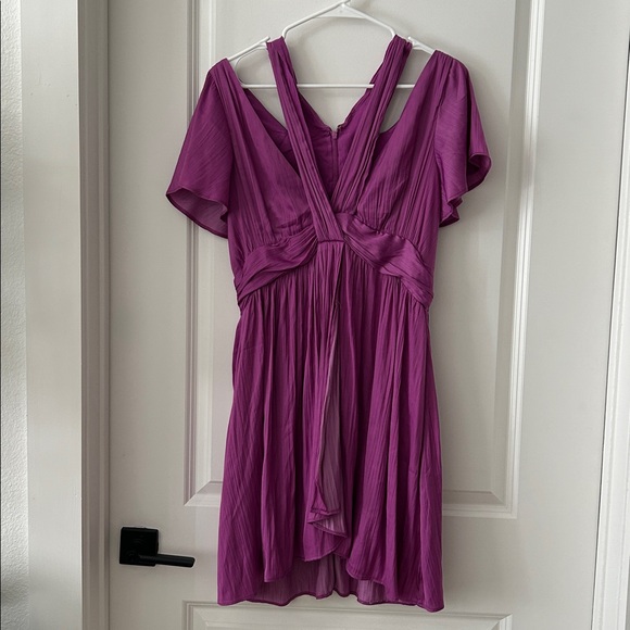 Anthropologie Deep V-Neck Vibrant Purple Dress NWT - Picture 5 of 13